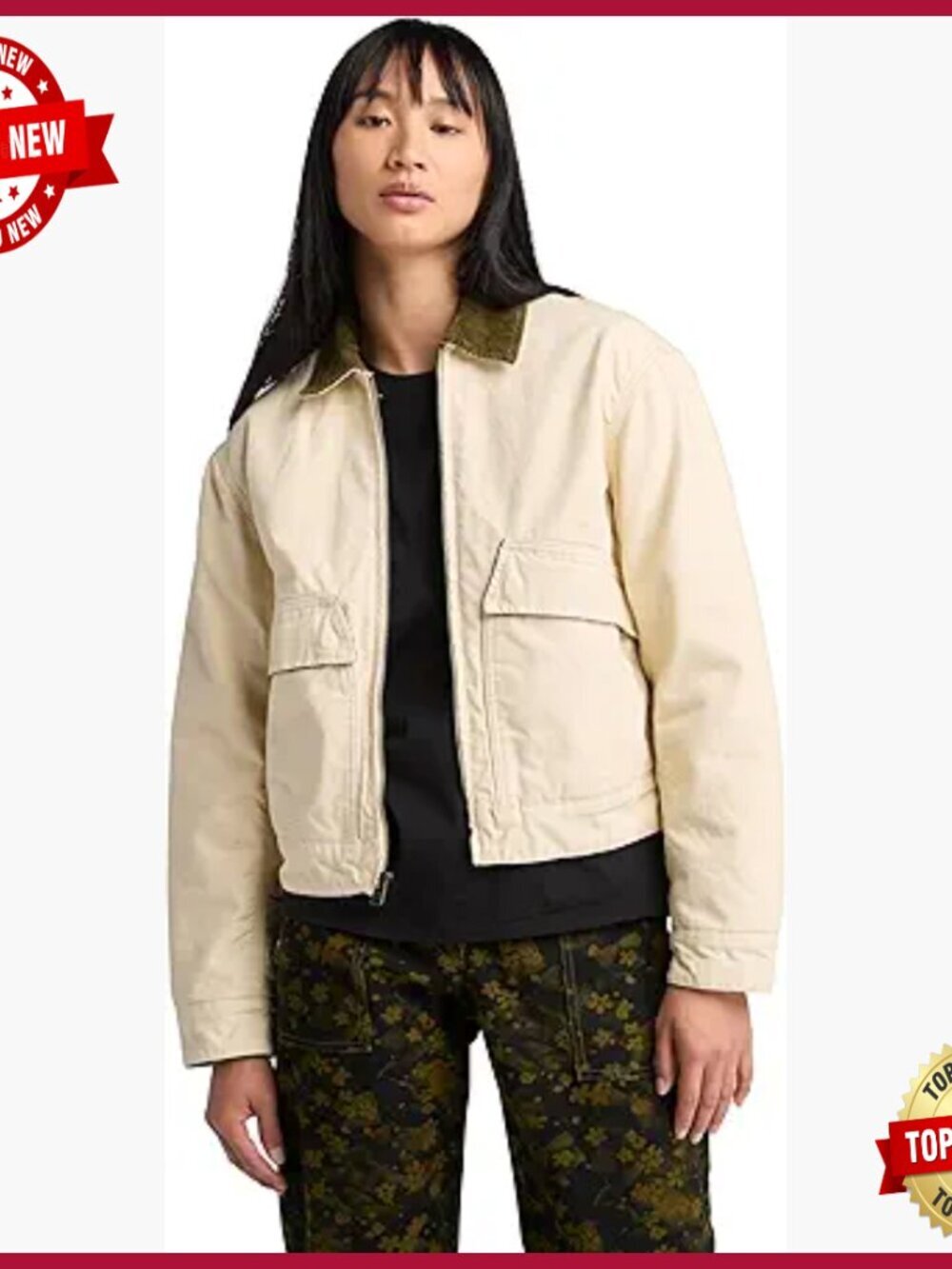 Quilted Washed Canvas Bomber Jacket, Relaxed Fit, Water Resistant
